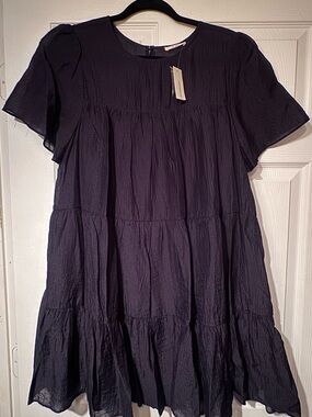 NWT Francesca's Collections Sz Large Navy Tiered Square Design Mini Dress